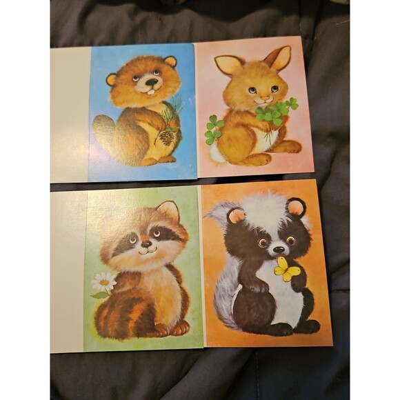Vintage Olympicard Note Cards 4 Cute Animal Designs Lot Of 13 Cards New Unused - Picture 2 of 11